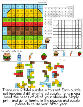 Foods Mystery Picture Hundred's Chart Puzzles