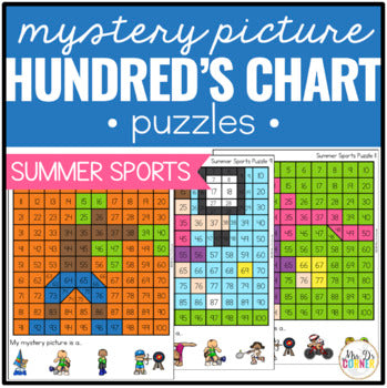 Summer Sports Mystery Picture Hundred's Chart Puzzles