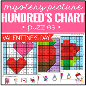 Valentine's Day Mystery Picture Hundred's Chart Puzzles