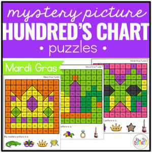 Mardi Gras Mystery Picture Hundreds Chart Puzzles