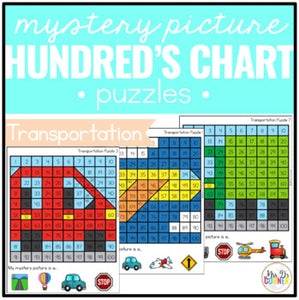 Transportation Mystery Picture Hundreds Chart Puzzles