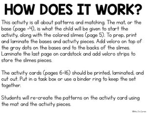 Slime Theme Matching Patterns Task Cards for Special Education
