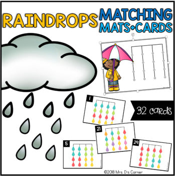 Raindrops Matching Mats and Activity Cards (Patterns, Colors, and Matching)