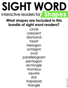 Shapes Interactive Sight Word Reader Bundle | Shape Activity Books