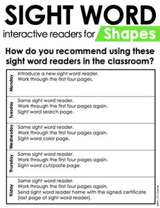 Shapes Interactive Sight Word Reader Bundle | Shape Activity Books