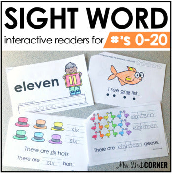 Numbers 0 to 20 Interactive Sight Word Reader Bundle | Number Activity Books