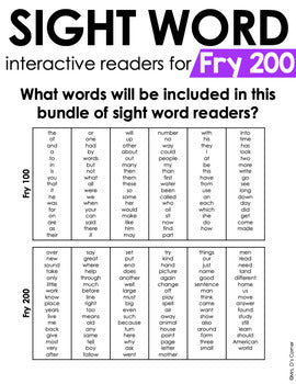 Fry 200 Interactive Sight Word Reader Bundle | Sight Word Books