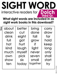 Third Grade Dolch Sight Word Books | Printable Dolch Sight Word Readers