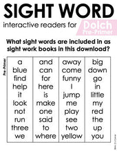 Load image into Gallery viewer, Pre-Primer Dolch Sight Word Books | Printable Dolch Sight Word Readers