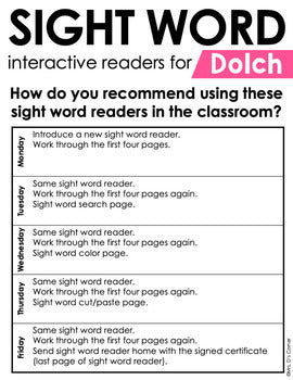 Pre-Primer Dolch Sight Word Books | Printable Dolch Sight Word Readers