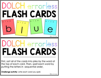 Dolch Errorless Flash Cards | Spelling Task Box for Dolch Words