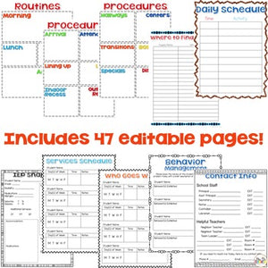 Editable Substitute Binder { School Days } Ultimate Binder Guide for Substitutes