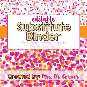 Sub Tub - Ribbon and Dots - The Ultimate Substitute Teacher Binder Guide