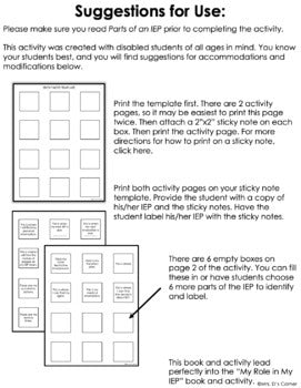 Parts of an IEP | Student Self Advocacy Adapted Book, Reader + Activity