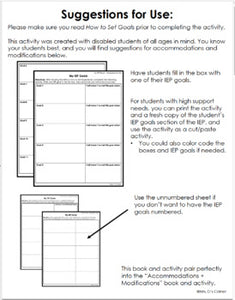 How to Set IEP Goals | Student Self Advocacy Adapted Book + Activity