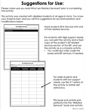 What are Related Services | Student Self Advocacy Adapted Book Reader + Activity