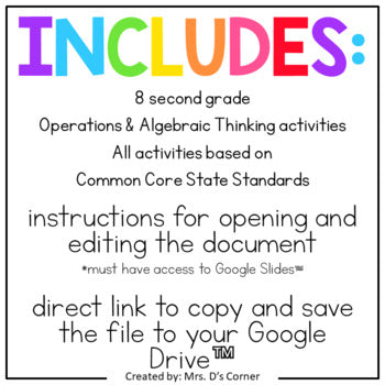 Second Grade Operations & Algebraic Thinking CCSS Digital Activity Bundle