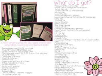 Editable Teacher Binder { Frog Theme } - Ultimate Teacher Survival Guide