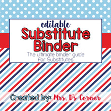Load image into Gallery viewer, Editable Substitute Binder { Red Navy Nautical } The Ultimate Sub Binder Guide