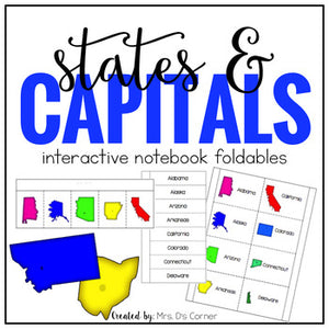 US States and Capitals Interactive Notebook Foldables