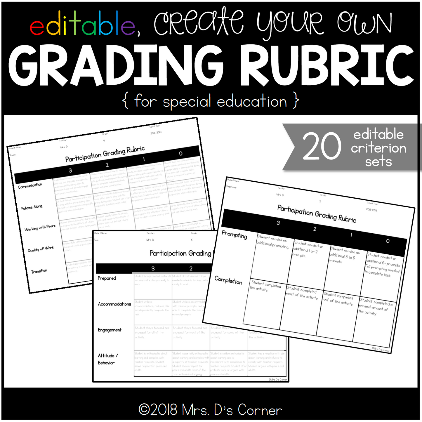 Editable Grading Rubrics for Special Education | English and Spanish