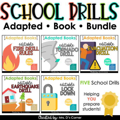 Editable School Drills Adapted Book Bundle [ 5 Sets Included! ]