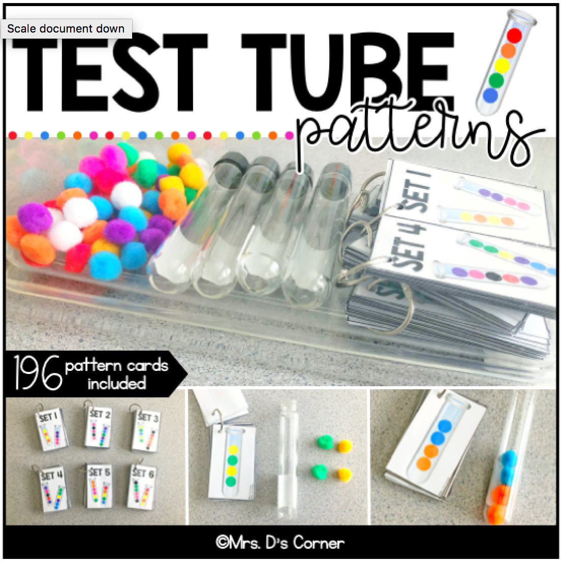 Test Tube Pattern Cards - Math Center [6 Levels of Patterns!]