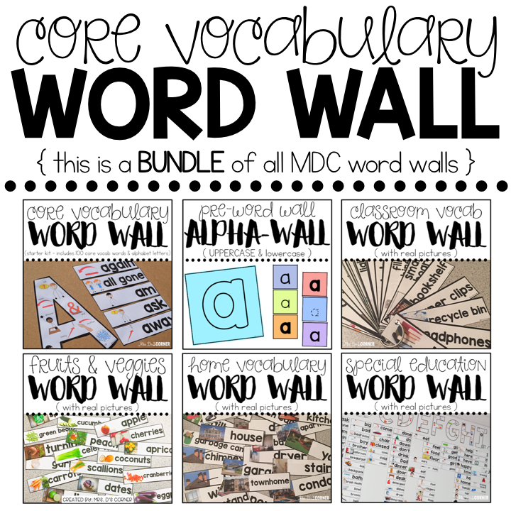 BUNDLE Special Education Word Wall with Core Vocabulary